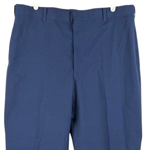 DSCP Men's Blue Wool Blend Trouser Pants Sz 37S Unhemmed Flat Front Straight NEW - Picture 3 of 13